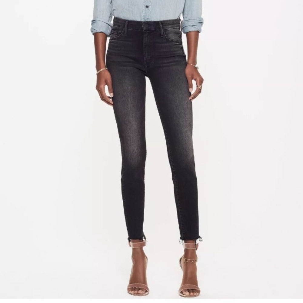Mother Looker Ankle Fray Jeans Women’s Size 28 Girl Crush Wash Faded Black Denim